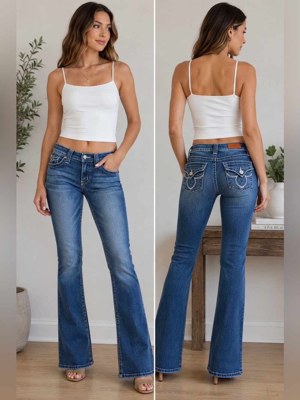 Plastic by Gly Y2K Low Rise Bootcut Jeans Flap Pockets Size 5